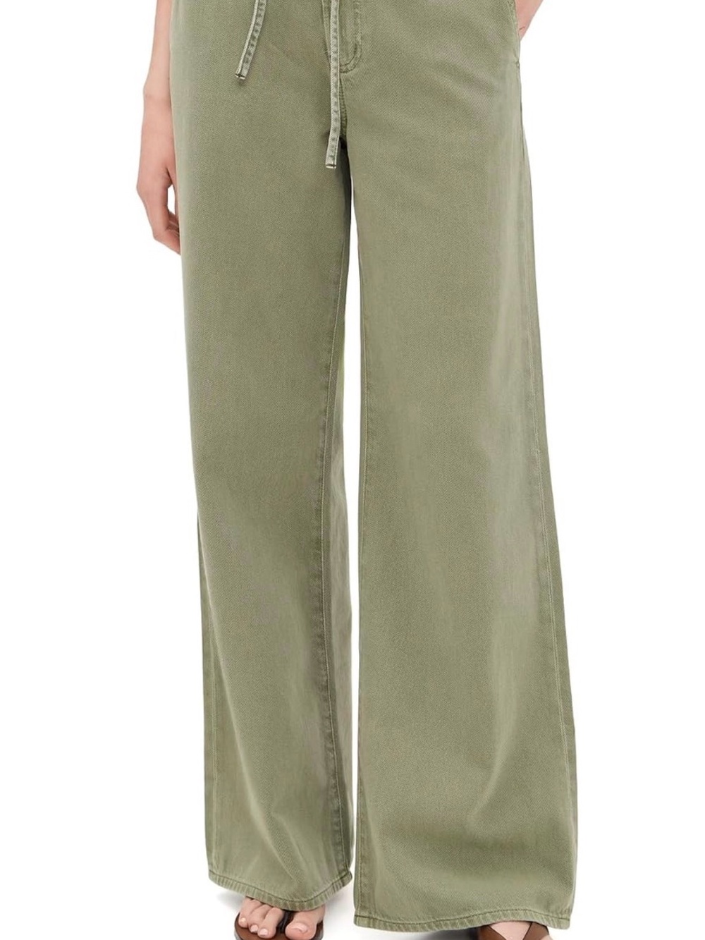 Madewell Olive Green Wide-Leg Drawstring Jeans